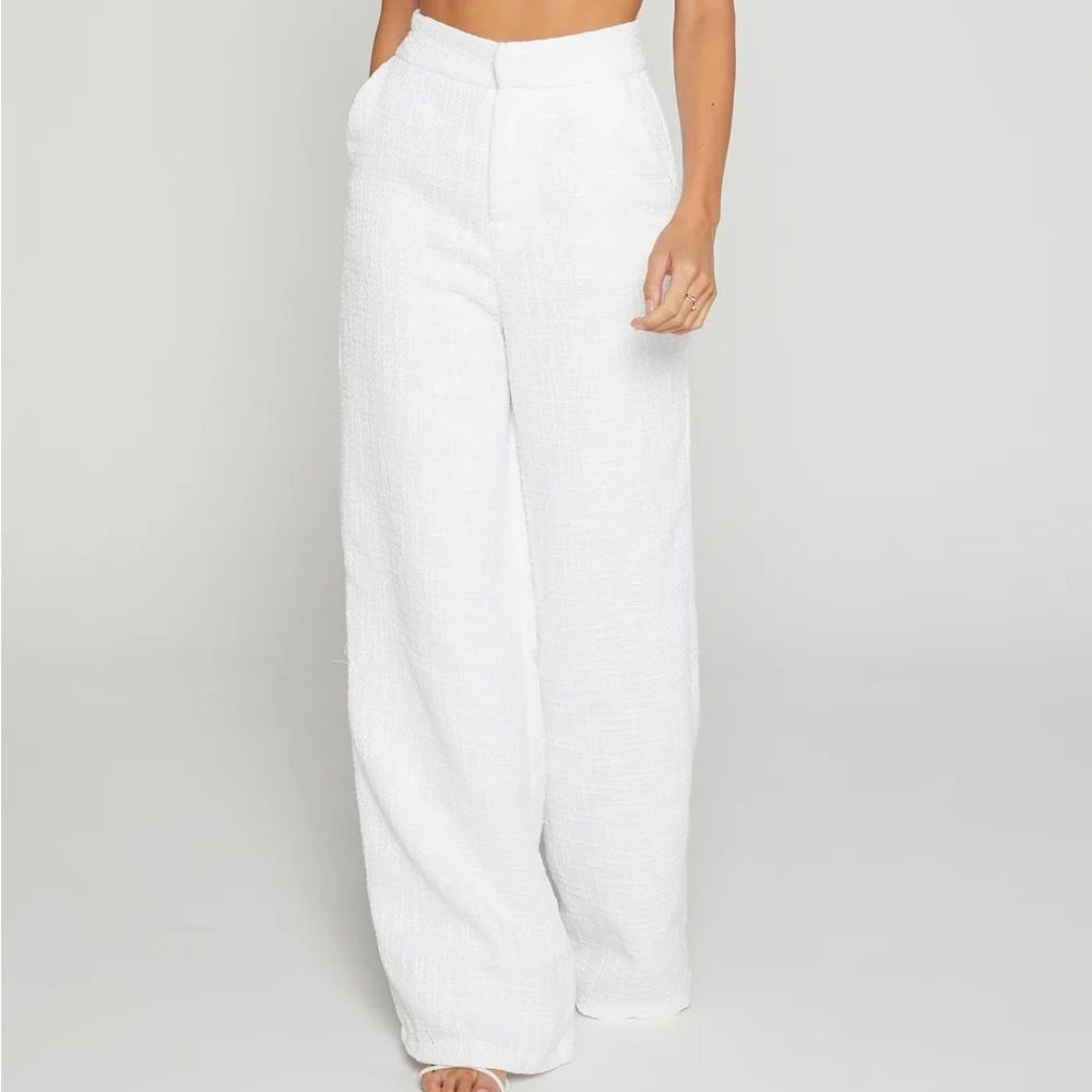 Showpo Adelaide Ivory tweed Women's wide leg Pants
